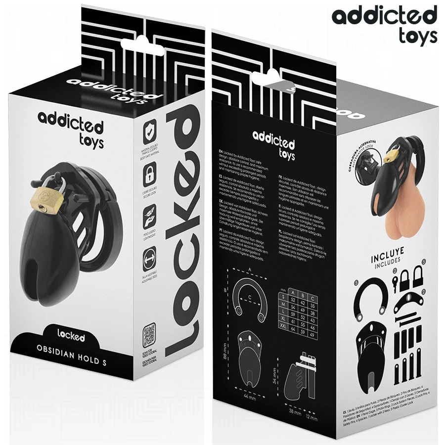 ADDICTED TOYS LOCKED - OBSIDIAN HOLD PENIS CAGE ROZMIAR S